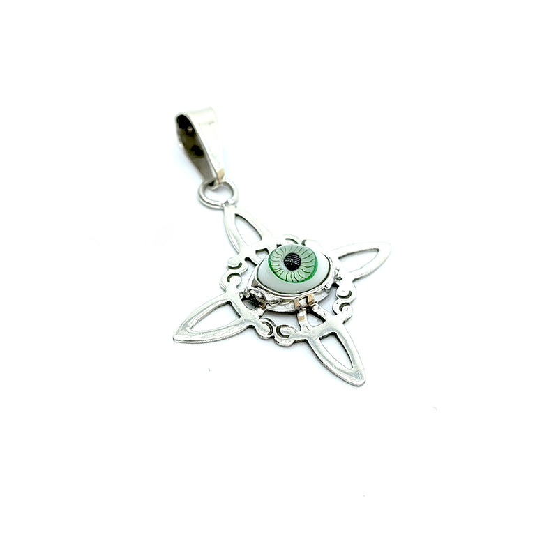 Dije Nudo de Brujas con Ojo Turco Verde Azul Amarillo Plata 925