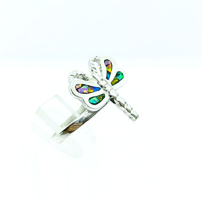 Anillo Libelula Multicolor Opalo Plata 925 ley
