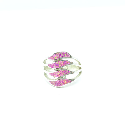 Anillo 4 Olas Sencillas Opalo Rosa PLata 925