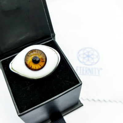 Anillo Ojo Turco Jumbo Cafe Marron Plata 925