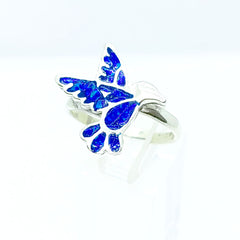 Anillo Colibri en Vuelo Azul Rey Opalo Plata 925
