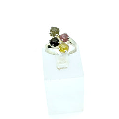 Anillo Turmalinas Africanas Plata Fina 950