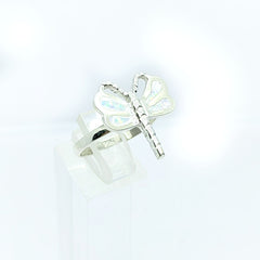 Anillo Libelula Blanco Opalo Plata 925