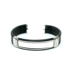 Escalava Piel de Ternera Negra Plata Fina Ley 925
