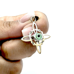 Dije Nudo de Brujas con Ojo Turco Verde Azul Amarillo Plata 925