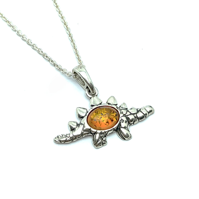 Collar Cocodrilo Prehistórico en Ambar Baltico Plata Fina