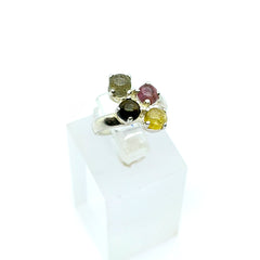 Anillo Turmalinas Africanas Plata Fina 950