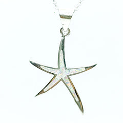 Dije Estrella de Mar Opalo Blanco Plata Fina 925
