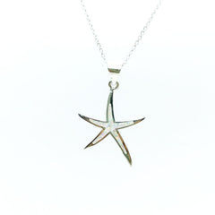 Dije Estrella de Mar Opalo Blanco Plata Fina 925