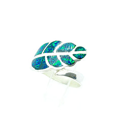 Anillo Hoja Opalo Verde Tornasol Plata Fina Ley 925