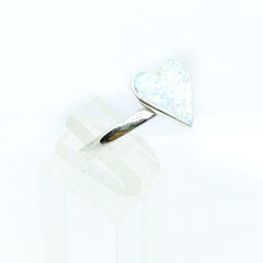 Anillo Corazon Opalo Blanco Plata 925