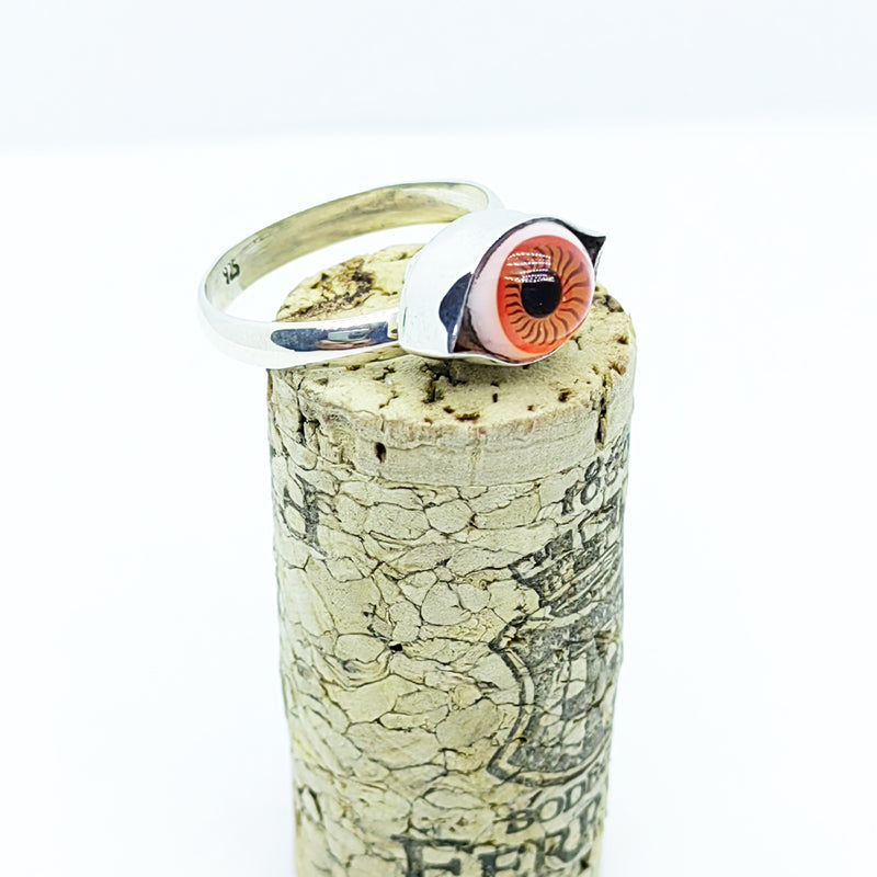 Anillo Ojo Turco Naranja Plata 925