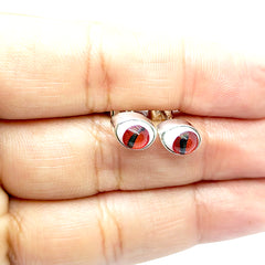 Aretes Ojo de Reptil Rojo Plata 925