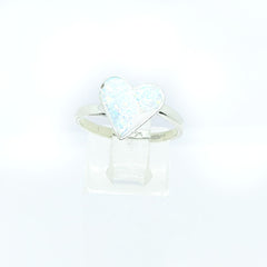 Anillo Corazon Opalo Blanco Plata 925