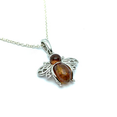 Collar Abeja Reyna de Ambar Baltico Plata Fina