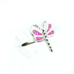 Anillo Libelula Rosa Opalo Plata 925