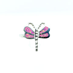 Anillo Libelula Rosa Opalo Plata 925