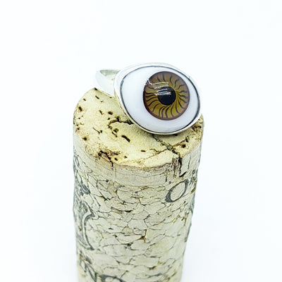 Anillo Ojo Cafe Marron Plata Fina 925