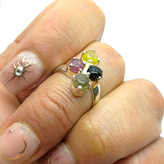 Anillo Turmalinas Africanas Plata Fina 950