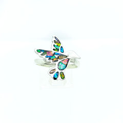 Anillo Colibri en Vuelo Multicolor Opalo Plata 925