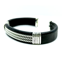 Esclava Piel de Ternera Negra Plata Fina Ley 925