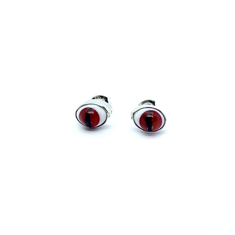 Aretes Ojo de Reptil Rojo Plata 925