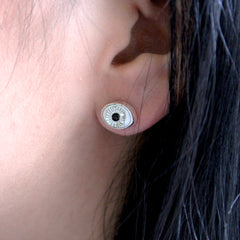 Arete Ojo Blanco Plata Fina 925