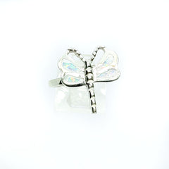Anillo Libelula Blanco Opalo Plata 925