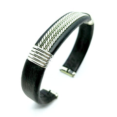 Esclava Piel de Ternera Negra Plata Fina Ley 925