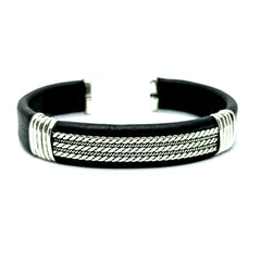 Esclava Piel de Ternera Negra Plata Fina Ley 925