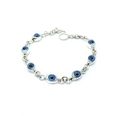 Pulsera Ojo Turco Azul Cielo Proteccion Plata 925