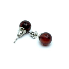 Aretes Bola Ambar de Fuego Plata Fina