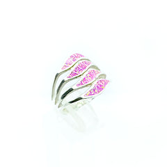Anillo 4 Olas Sencillas Opalo Rosa PLata 925