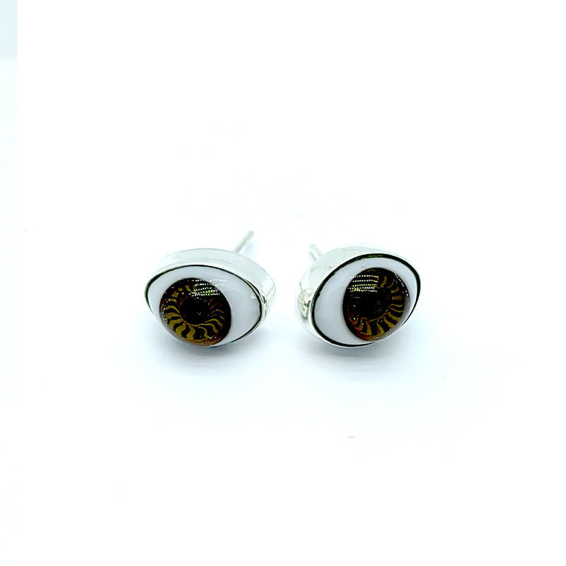 Aretes Ojo Turco Cafe Marron Plata Fina 925