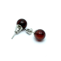 Aretes Bola Ambar de Fuego Plata Fina