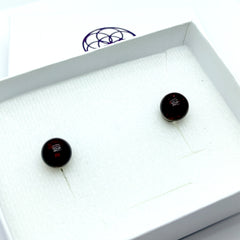 Aretes Bola Ambar de Fuego Plata Fina