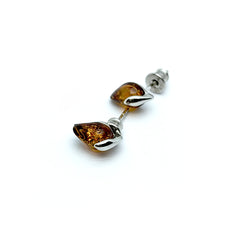 Aretes Gota de Ambar Baltico Plata Fina