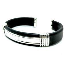 Esclava Piel e Ternera Negra Plata Fina Ley 925