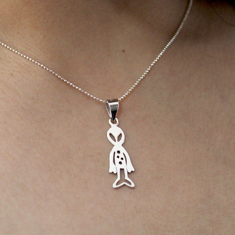 Collar Alien Cosmico Plata Fina 925