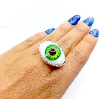 Anillo Ojo Turco Verde Esmeralda Plata Fina 925