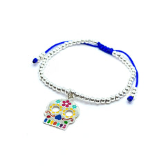 Pulsera Calavera de Azúcar Plata