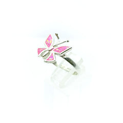 Anillo Mariposa Rosa Opalo Plata 925
