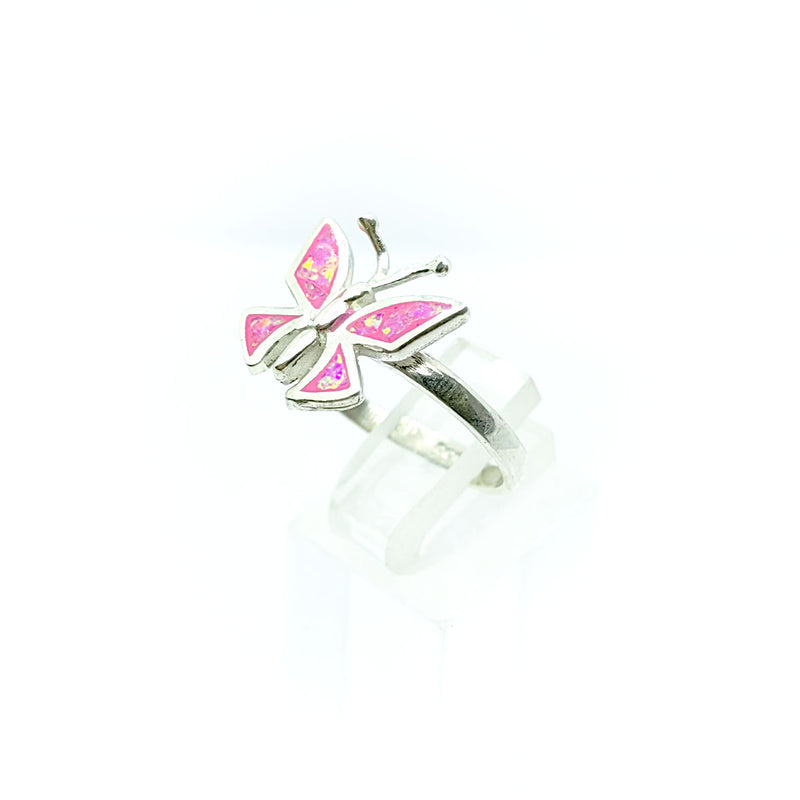 Anillo Mariposa Rosa Opalo Plata 925