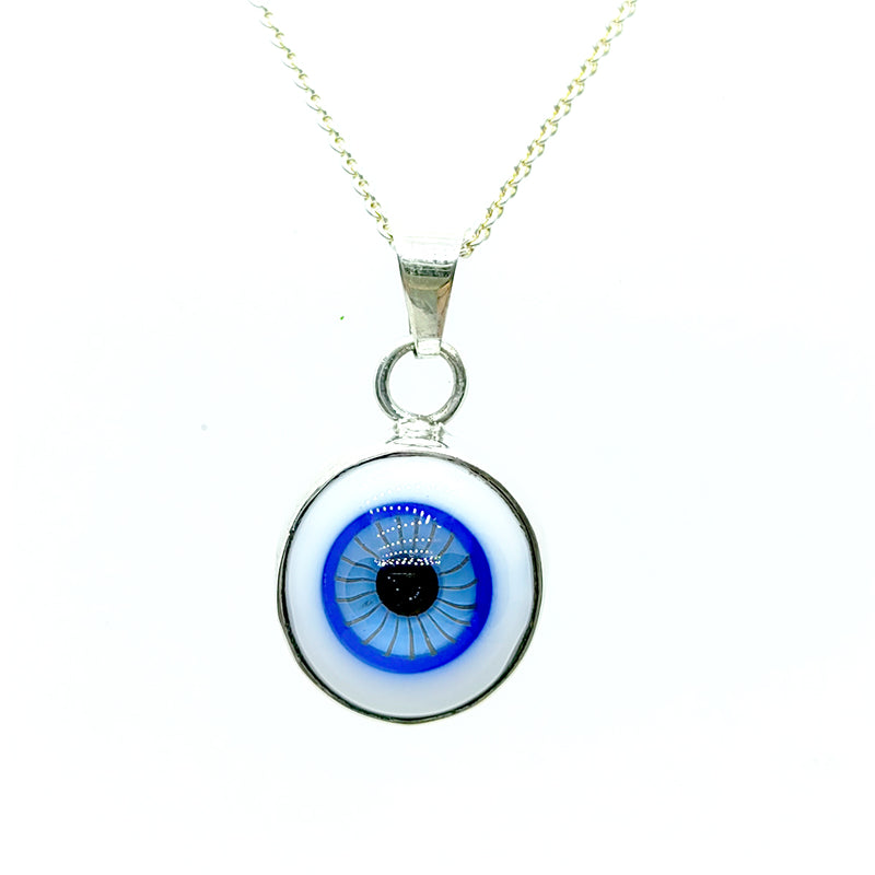 Dije Ojo Turco Azul Circular Plata 925