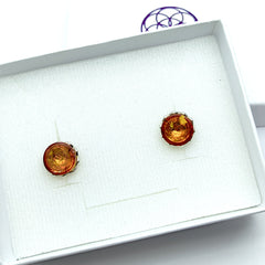 Aretes Boton de Ambar Baltico Plata Fina 925