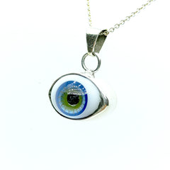 Collar Ojo Turco Degradado Azul/ Verde Plata 925