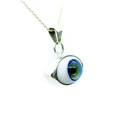 Collar Ojo Turco Degradado Azul/ Verde Plata 925