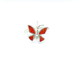 Anillo Mariposa Roja Opalo Plata 925