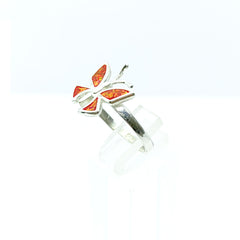 Anillo Mariposa Roja Opalo Plata 925