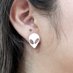 Aretes Rostro Alien Plata 925